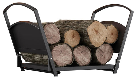 Foldable Fireplace Log Holder and Firewood Rack for Indoor Outdoor Use Heavy Duty Steel Construction Stacking Storage Rack Keeps Firewood Neat Organized Stable And Safe No Assembly Required with logs inside