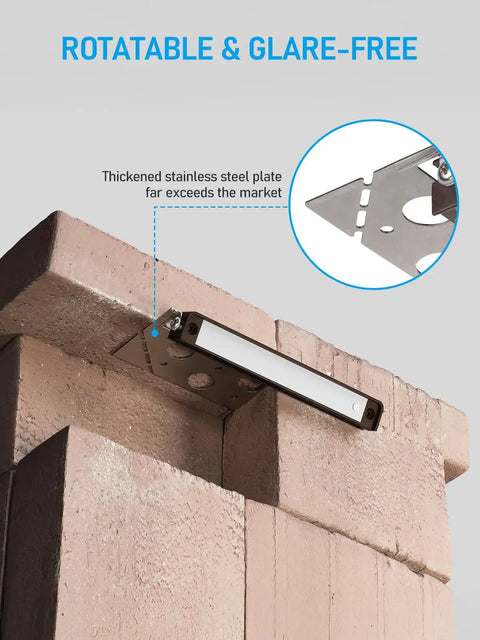 Rotatable 8 Pack 7 Inch LED Hardscape Lighting for retaining walls, showcasing stainless steel plate, low voltage, 2700K.
