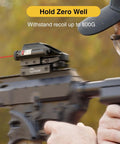 Shooter using 1x22x33 Reflex Sight with Red and Green Dot Reticle, 4 Reticle Modes, 2mW Red Laser on a rifle outdoors