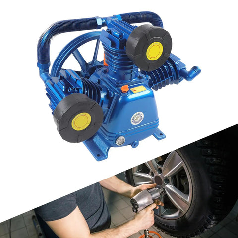 Heavy Duty 10HP Air Compressor Head Pump With 7.5KW Motor. Universal Portable Air Tool For Industrial Use. Cast Iron And Aluminum Construction Ensures Durability. 175Psi Discharge Pressure For Reliable High Efficacy Pneumatic Performance In Tough Jobs.