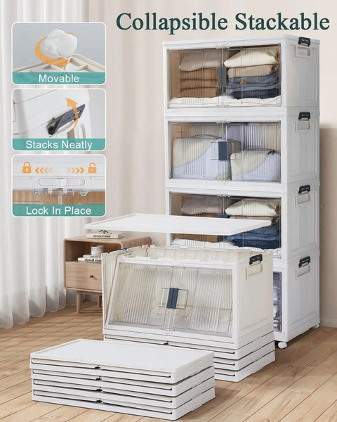 Heavy Duty 97 Qt Storage Bins With Secure Lids For Closets Garages And Shelves 5 Pack Foldable Stackable Containers No Sweat Setup Perfect For Camping Rv Gear And Total Game Changing Organization