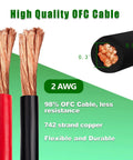 2 AWG Battery Cable Copper Wire, 20 Ft Red and Black OFC Welding Cable for automotive marine solar generator and battery banks