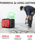 5000W Inverter Generator With CO Protection And Super Quiet Performance For Home Or RV Use, man using tool nearby