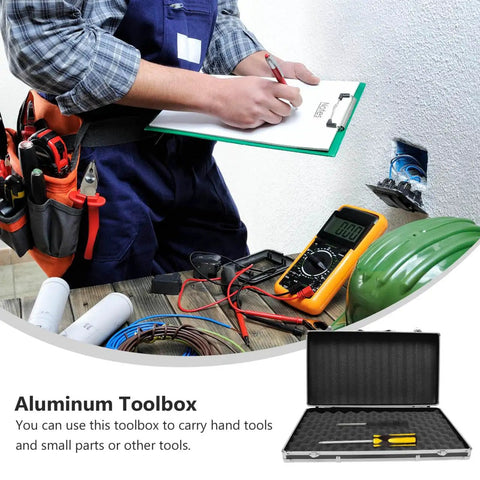 Technician with Rugged Aluminum Case With Foam Inserts Portable Hard Case Organizer For Tools And Gear on site