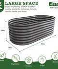 Deep Root Raised Garden Bed Kit 8x4x2 Feet Galvanized Oval Metal Planter 24 Inch Tall Built Tough Bottomless 478 Gallon Capacity Quartz Grey