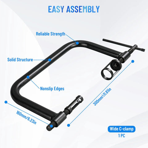 Valve Spring Compressor Kit For Cars, Bikes, ATVs And Small Engines, wide C-clamp with solid structure and nonslip edges.