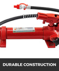 Red 6 Ton Porta Power Kit With 1.2m Oil Hose Hydraulic Jack Ram For Auto Body Frame Repair And Restoration, close-up view.