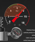 Level Up Your Coffee Game With This Dope Hand Cranked Espresso Machine Featuring Pro Grade 58mm Brewing Head And Adjustable Pressure Extraction For Silky Lattes And Cappuccinos At Home Or On The Road - Pressure gauge detailing.