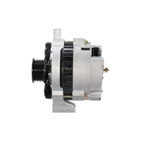 Side view of New High Output Auto Alternator Replacement 335-1014 88877224 With 100 Percent New Components in silver gray casing
