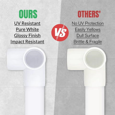 Comparison of furniture-grade white PVC connectors, Three Quarter Inch Three Way PVC Pipe Fittings Connectors For DIY Furniture Projects