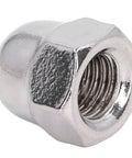 Fabater 50 Pcs A2 70 Stainless Steel Cap Nut Kit With Precise Threads For Auto Repair, Machining And Heavy Equipment Maintenance Installation Durable And Secure Fit Fastener Accessory, close-up chrome cap nut