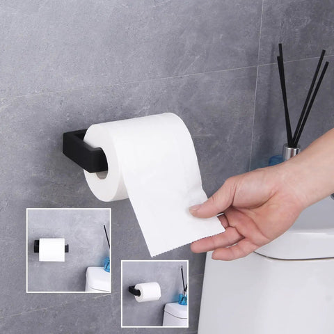 Matte Black 2 Piece Bathroom Accessory Set With Durable SUS 304 Stainless Steel Toilet Paper Holder Wall Mount Built To Last