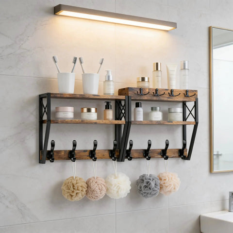 32-Inch Wall Mount Coat Rack With Shelf Must-Have 4-In-1 Key Holder Mail Organizer 12 Hooks Entryway Storage