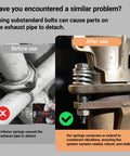 Comparison of exhaust pipe with and without 2 Piece M10x1.25 Exhaust Manifold Bolts And Nuts Kit With Built In Springs