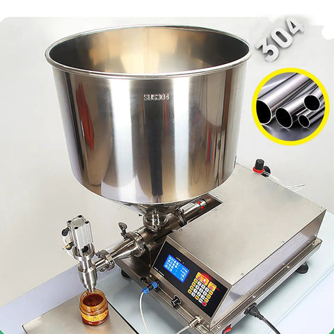 Bang For Your Buck Pneumatic Liquid Filling Machine Single Head Semi Automatic Bottle Filler With Stainless Steel Hopper for precise dosing of sauces.