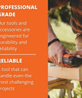 Built Tough Portable Magnetic Drill Unit With A Rock Solid Grip And Smooth Variable Speed Control For Effortlessly Crushing Two Inch Annular Steel Cuts On Any Active Job Site, operated on wood.