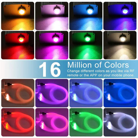 Color variations of 10W Twinkle Fiber Optic Star Light Engine With Dope Sound Activated RGBW LEDs App Or Remote Control