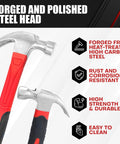Workhorse Hammer Set With Magnetic Nail Starter And Two Claw Hammers 8oz Stubby And 16oz Fiberglass General Purpose close-up