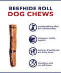 All American Beefhide Rolls For Dogs Chew Treats Made In USA Beef Flavor 8 Inch Thick Rolls 15 Count Pack for strong chewers