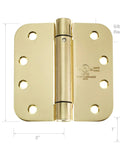 Heavy Duty Pro Grade 4 Inch Self Closing Spring Door Hinge With Five Eighth Inch Radius Corners UL Listed Brass Pack Of 2 for interior or exterior doors