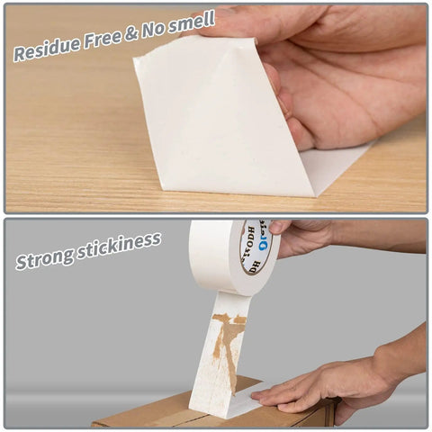 Bulk 22 Roll White Duct Tape 660 Yards 2 Inch Heavy Duty shown tearing by hand with residue-free application.
