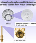 Shower Knob Replacement Kit 3 Piece Set For Price Pfister Bathtub Faucets 12 Point Broach Clear Acrylic with 12 tooth stem