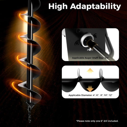 Heavy Duty Electric Post Hole Digger With Six Inch Auger Bit For Quick Soil Drilling adaptability features