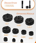 Heavy Duty 15 Ton Hydraulic Punch Driver Kit multiple die sets for conduit fittings showing molds in varying sizes