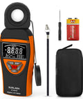 Ultra-Accurate Digital Light Meter 0.1 to 400,000 Lux With Temperature Sensor, Max Min Hold, 90 Degree Rotatable Sensor for Photography, Indoor Lighting, and Plant Growth with case and probe
