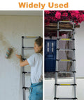 12.5 Ft Telescoping Aluminum Ladder With Folding Design in use for wall painting and outdoor access