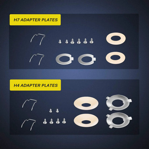 H4 and H7 adapter plates and hardware for 2.5 Inch Mini Projector Lens For H1 Headlights Retrofit And Custom Headlamps Upgrade