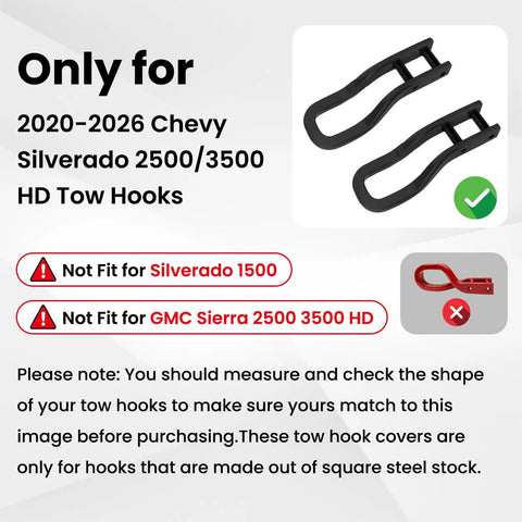 Chevrolet Silverado 2500/3500 HD Front Tow Hook Covers Hitch Cover For 2020-2026 Trucks Custom Fit for specific hook shapes