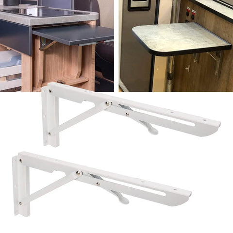 Beefy Wall Mount Folding Shelf Bracket For RVs And Boats, rustproof cold rolled steel, space-saving design, kitchen usage