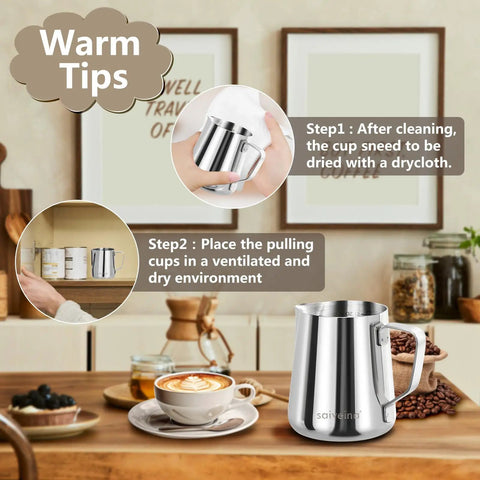 12 Oz Milk Frothing Pitcher Stainless Steel For Espresso Lovers Pro Grade Barista Vibe 304 Stainless Steamer Cup in kitchen