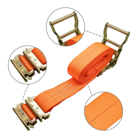 8 Pack E Track Ratchet Straps 2 Inch By 15 Foot Heavy Duty Cargo Tie Downs Orange 4400 Pound Breaking Load 2200 Pound Working Load