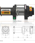 Beefy 12V 3000lb Winch For UTV ATV With Three Sixteenth Inch Steel Cable 39 Foot Wireless Remote 1.5HP Motor Diagram