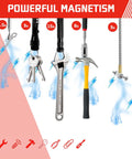 Six In One Magnetic Tool Set With Light And 8Lb Telescoping Pickup Tool showcasing powerful magnetism with tools.