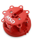 Distributor Cap And Rotor Kit Red For High Performance Ignition System Upgrade Low Resistance Brass Contacts Resists Carbon Tracking Street Ready Replacement Part For Reliable Spark And Maximum Voltage Transfer. red MSD distributor cap kit with screw terminals