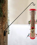 Rock Solid Adjustable Deck Hook Wall Pole Extending Twenty Eight To Forty Three Inches For Backyard Display Of Bird Feeders with birds.