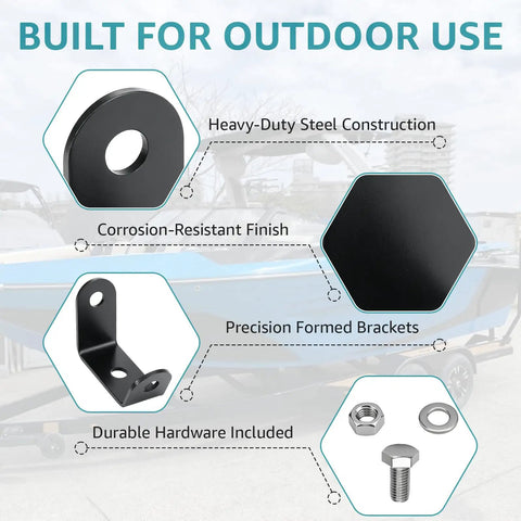 Heavy Duty Strap Mounting Bracket Kit 1 Pair For G2 Retractable Transom Straps Three Sided Mounting Hardware For Boat Trailers And Jetskis No Sweat Install Universal Fit Replaces F14254 showing steel construction and hardware