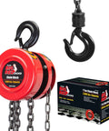 1 Ton Hand Chain Hoist With Mechanical Load Brake, 8 Ft Lift, Dual Heavy Duty Hooks, 2,000 Lb Capacity, 1/4 Inch Alloy Steel Chain