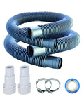 Heavy Duty 1.5 Inch Pool Filter Hose Kit 6 Ft 2 Pack with reinforced cuffs, clamps, adapters, and PTFE tape for above ground pump