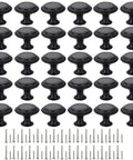 30 Pack 30mm Black Zinc Cabinet Knobs Premium Drawer Pulls For Cabinets And Dressers With Screws, Heavy Duty Metal Hardware For Kitchen Cabinets, Closets, Dressers, And Easy DIY Furniture Makeovers. 30mm black zinc knobs and screws set
