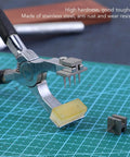 Angled Leather Hole Punch Pliers With Double Lever, High Hardness Stainless Steel on green cutting mat for DIY leather crafting