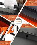 22-Inch Cantilever Tool Box with 5 Trays and 3 Layers, showing full-length handles and lock hole design, powder coated steel.