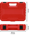 Red carry case for 50 Piece 1 Quarter Inch Drive Master Heavy Duty Impact Socket Set For SAE And Metric Deep And Shallow