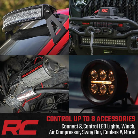 Eight Gang Bluetooth RGB Backlit Switch Panel and Relay System with Swivel Mount for universal light and accessory control