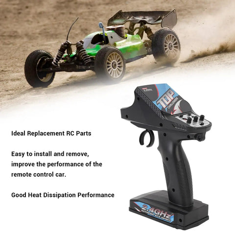 Heavy Duty Seven Channel Rc Receiver Upgrade Kit Featuring Brushless Esc System And Precision Servo Controller For Off Road Crawler Stadium Trucks with remote control in action.