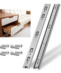 8 Inch Ball Bearing Drawer Slides 100Lb Full Extension Side Mount Pair For Heavy Duty Kitchen Cabinets And Workshop Drawers, Premium Steel With Galvanized Finish, Rust Resistant, 100000 Pull Out Cycles, Smooth Quiet Operation, side view with screws