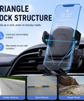 Road Ready Car Phone Mount For Tesla Cybertruck Model 3 Model S with triangle lock structure securing phones during bumpy rides.